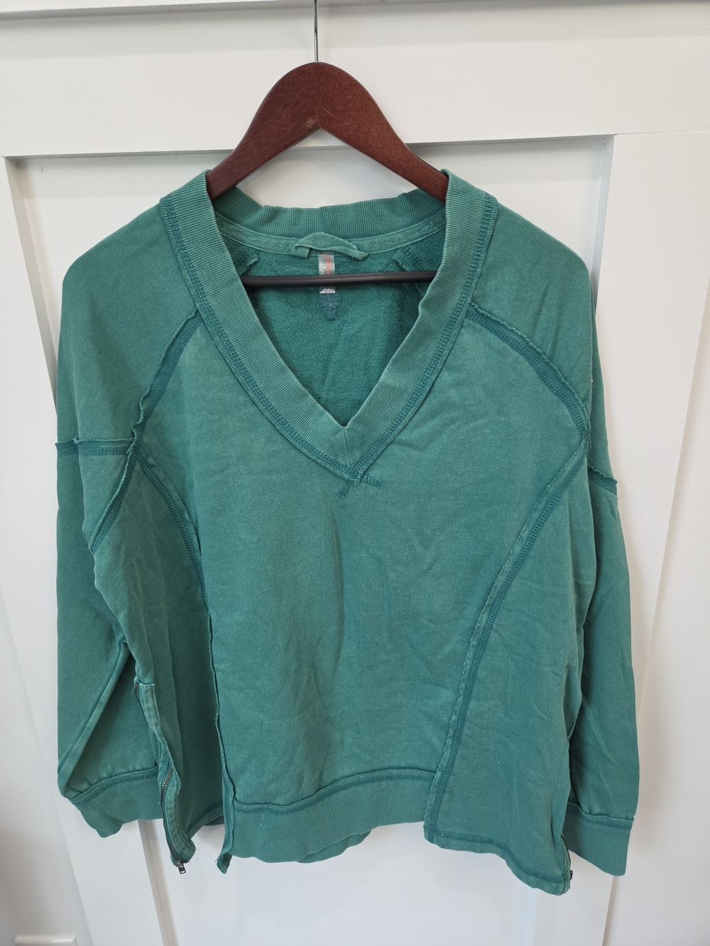 free people movement Teal V-Neck Pullover Sweatshirt